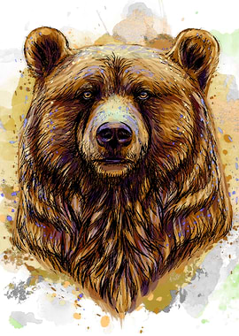 Watercolor Brown Bear