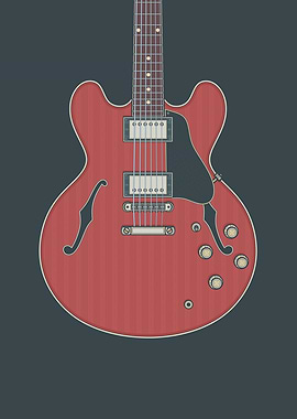 Cherry Hollow Body Guitar