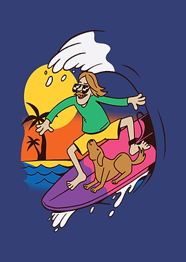 CUTE DOG SURFER GUY
