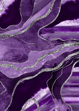 Purple Marble Agate Silver