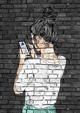 Graffiti Girl with Mobil