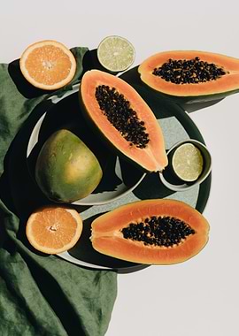 pepaya fruit orange lemon