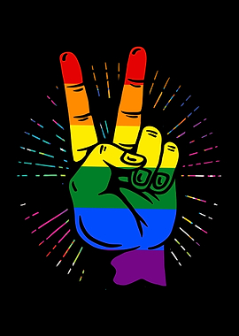LGBT Rainbow Hand Peace