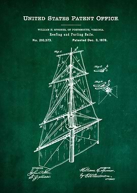 16 Ship Sails Patent Prin