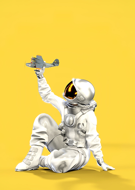 Astronaut and airplane