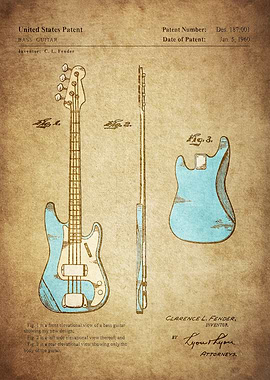 Guitar Patent Print