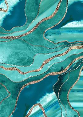 Soft Turquoise Teal Marble