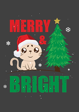 Merry Cat with Santa hat