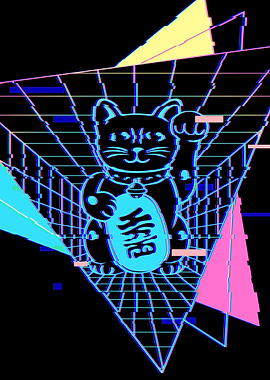 Maneki Neko Cat Vaporwave