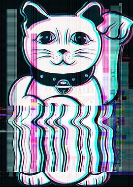 Maneki Neko Cat Vaporwave