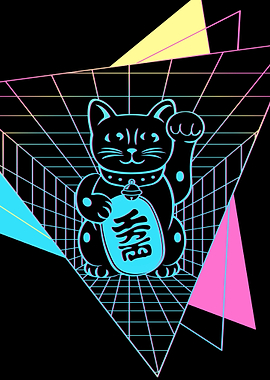 Maneki Neko Cat Synthwave