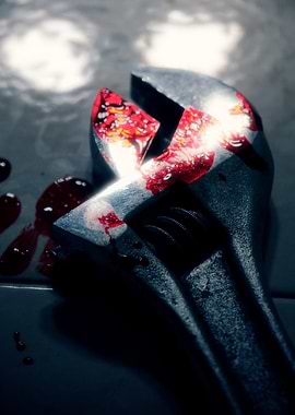 Wrench head blood closeup