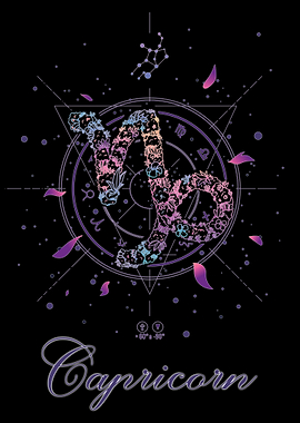 Capricorn zodiac floral