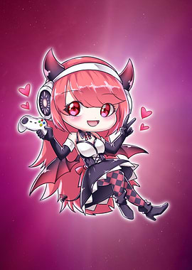 Cute anime gamer girl