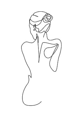 One Line Art Body Woman