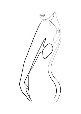 One Line Art Body Woman