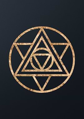 Gold Geometric Glyph Sign