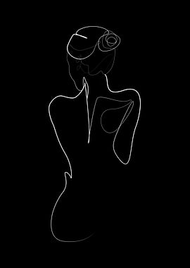 One line art woman nude