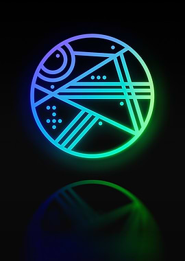 Neon Geometric Glyph Sign