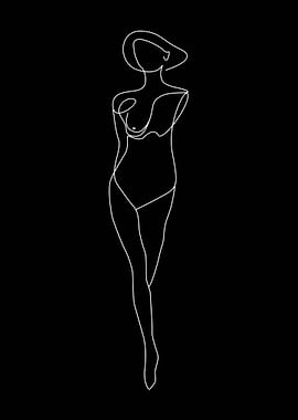 One Line Art Body Woman