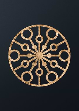 Gold Geometric Glyph Sign