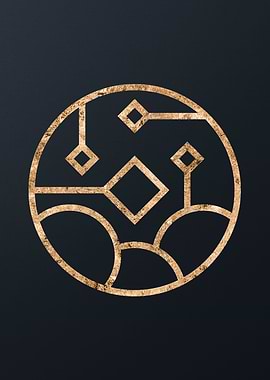 Gold Geometric Glyph Sign