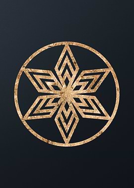Gold Geometric Glyph Sign