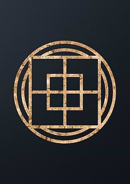 Gold Geometric Glyph Sign