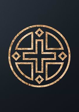 Gold Geometric Glyph Sign