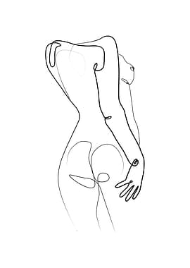 One Line Art Body Woman