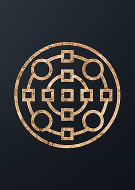 Gold Geometric Glyph Sign