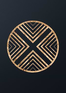 Gold Geometric Glyph Sign