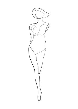 One Line Art Body Woman