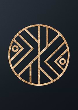 Gold Geometric Glyph Sign