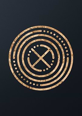 Gold Geometric Glyph Sign