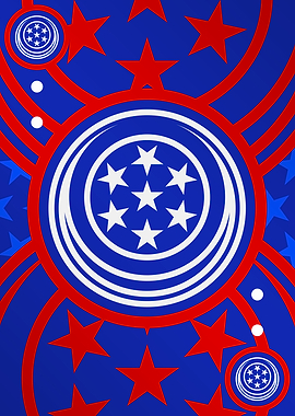 Red White and Blue Glyph