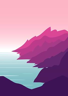 Mountain and River Poster