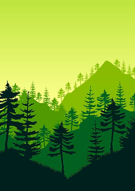 Mountain with Pine tree