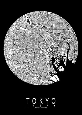 Tokyo City Map Full Moon