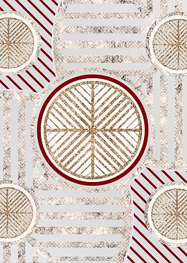 Red Silver and Gold Glyph