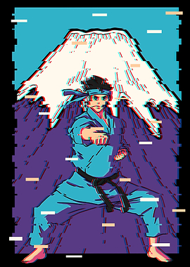 Karate Anime Boy Vaporwave