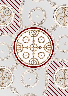 Red Silver and Gold Glyph