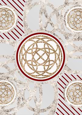 Red Silver and Gold Glyph