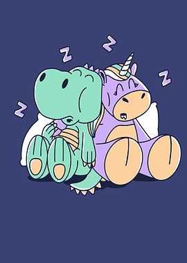 Unicorn cute Trex sleeping