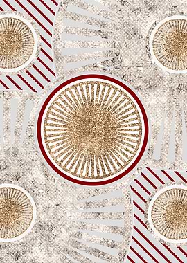 Gold Red and White Glyph