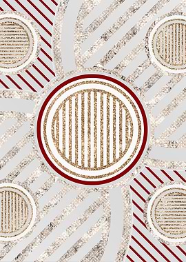 Gold Red and White Glyph