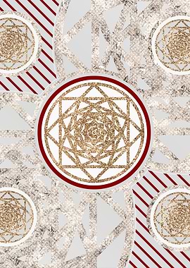 Red Silver and Gold Glyph