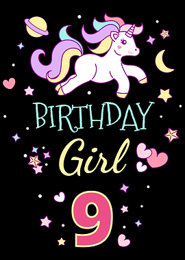 9th Birthday Unicorn 9 Yea
