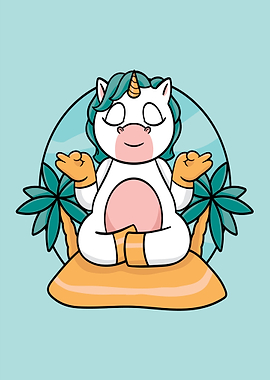 Unicorn yoga meditating