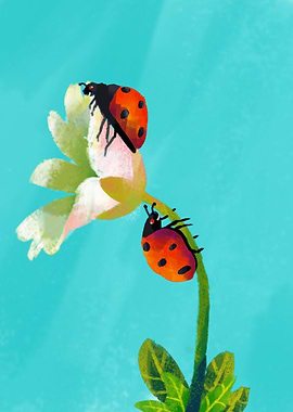 Ladybug with flowers